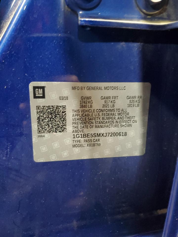 1G1BE5SMXJ7200618 CHEVROLET CRUZE 2018