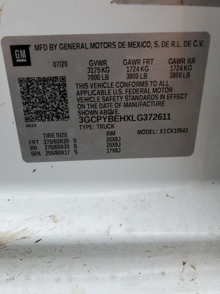 3GCPYBEHXLG372611 CHEVROLET ALL Models 2020