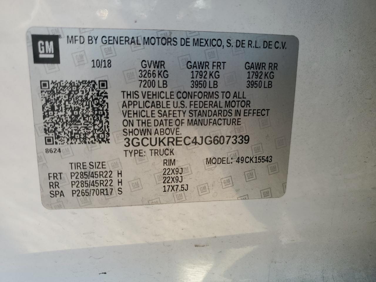 3GCUKREC4JG607339 CHEVROLET ALL Models 2018