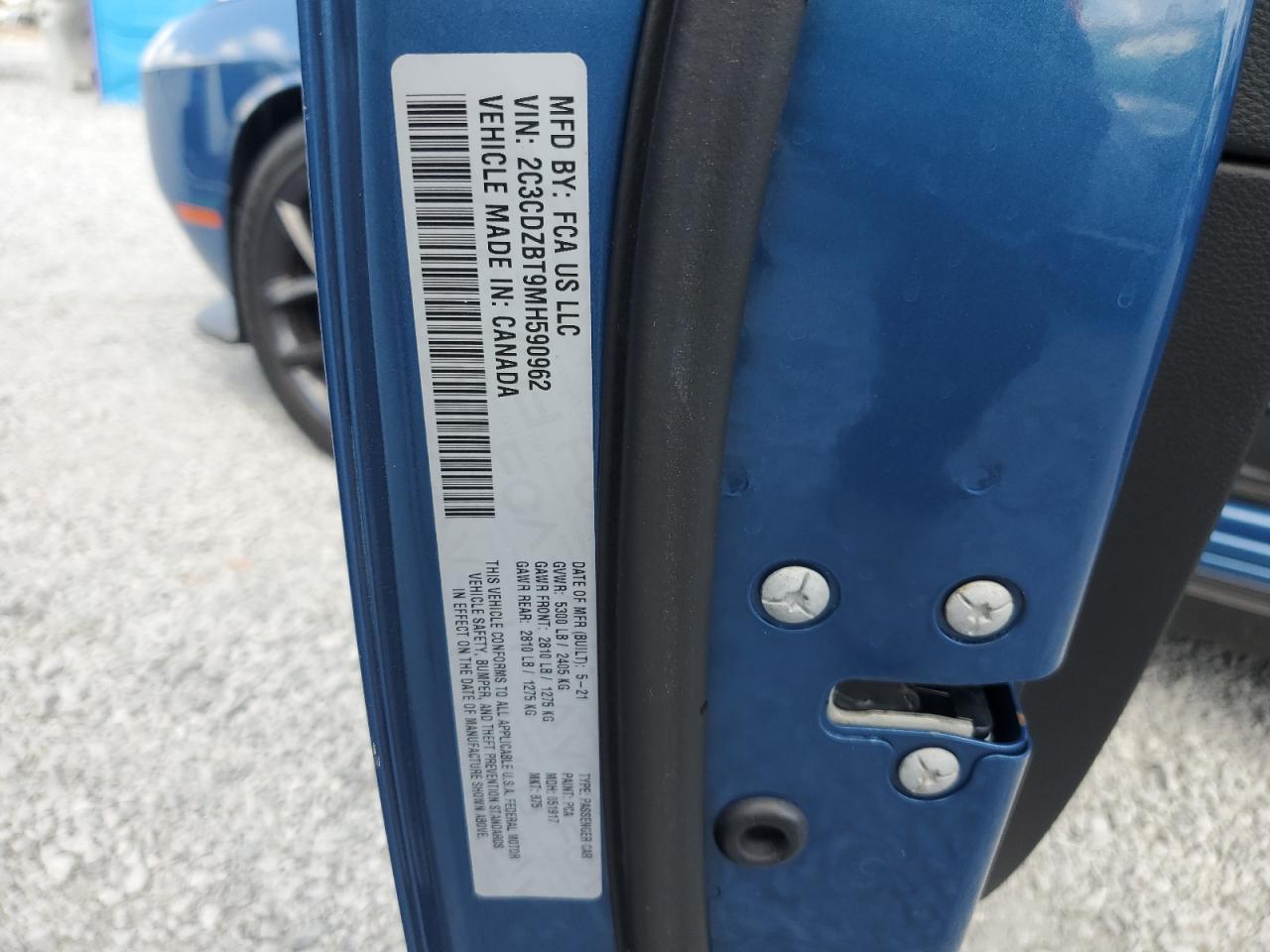 2021 Dodge Challenger R/T VIN: 2C3CDZBT9MH590962 Lot: 45164575