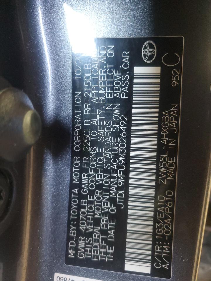 JTDL9MFU9M3026492 TOYOTA PRIUS 2021