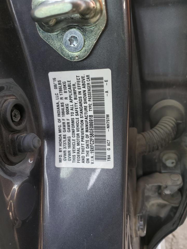 19XFC2F58GE086918 HONDA CIVIC 2016
