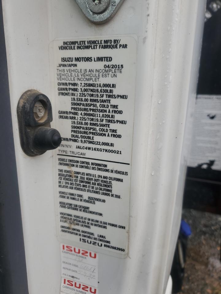 2016 Isuzu Npr Xd VIN: JALC4W16XG7K00021 Lot: 45032335