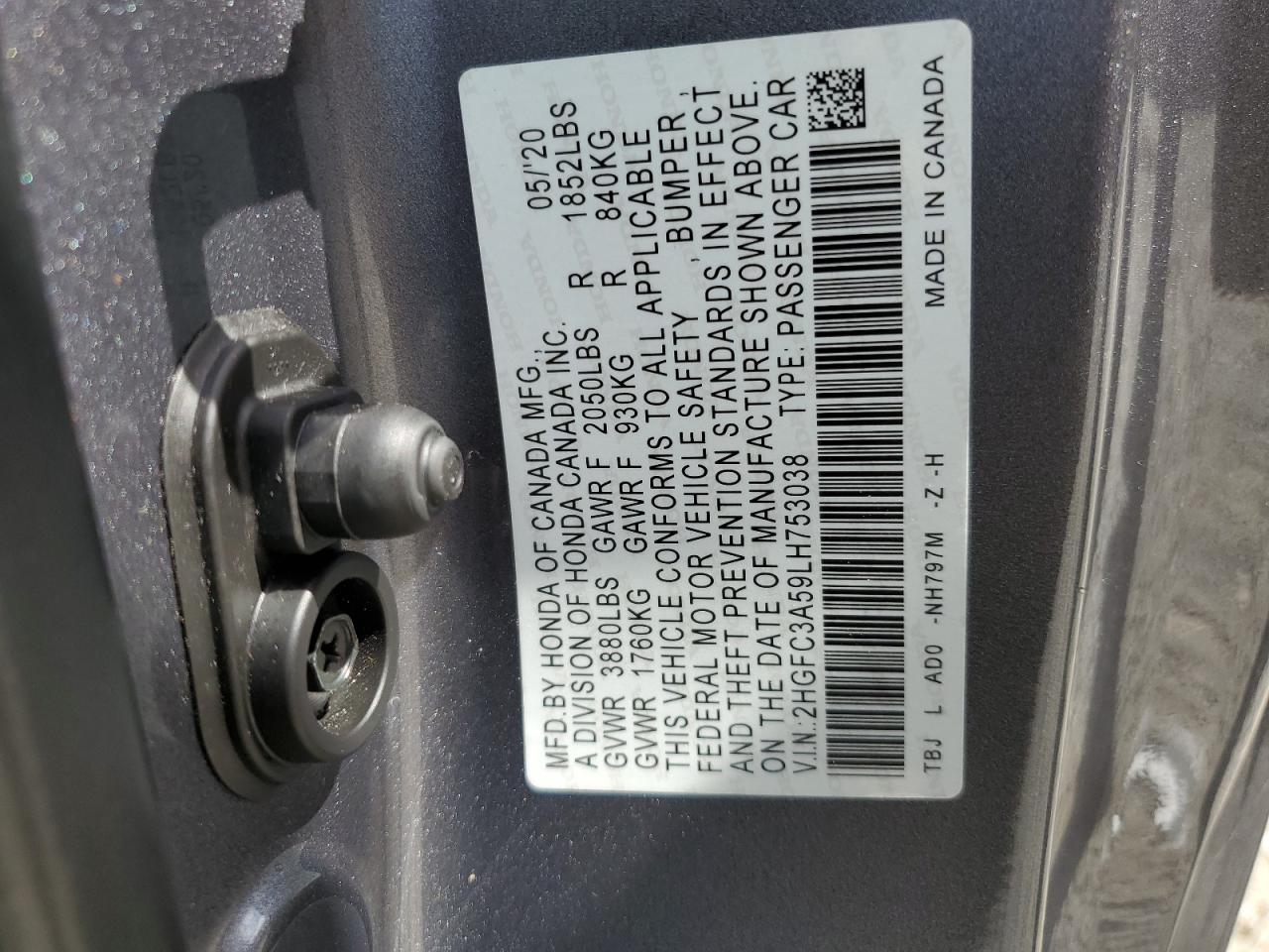 2HGFC3A59LH753038 HONDA CIVIC 2020