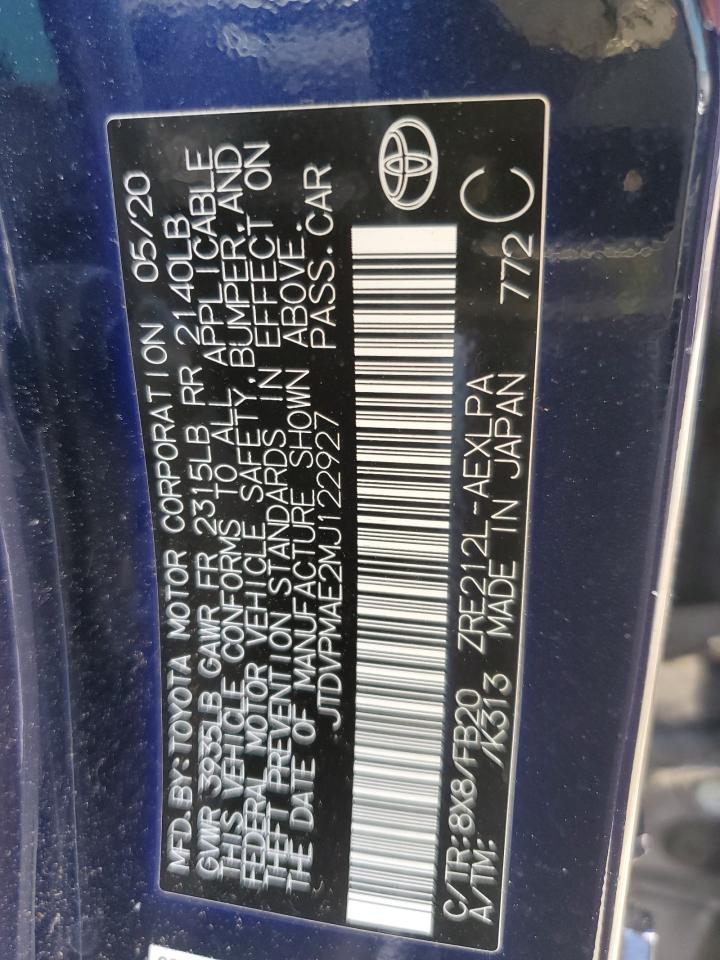 JTDVPMAE2MJ122927 TOYOTA COROLLA 2021