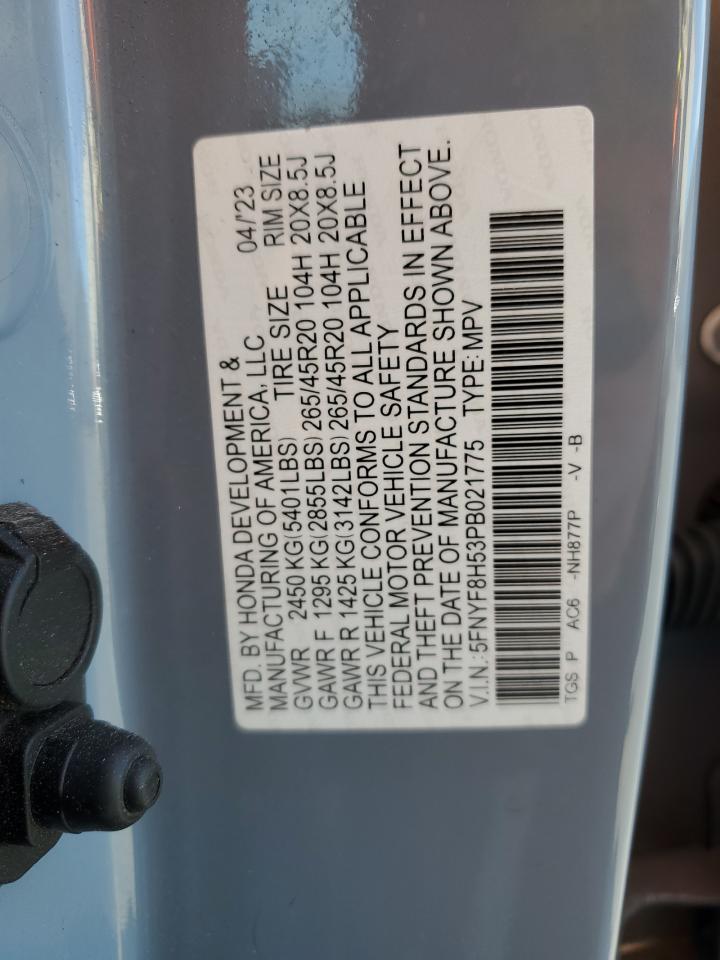 2023 Honda Passport Exl VIN: 5FNYF8H53PB021775 Lot: 46196755
