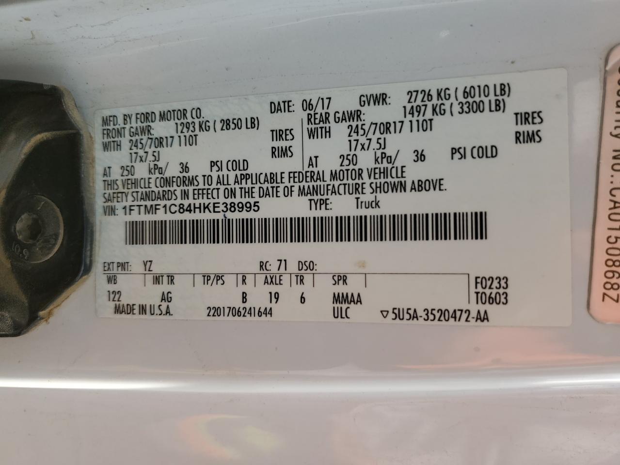 1FTMF1C84HKE38995 FORD All Models 2017