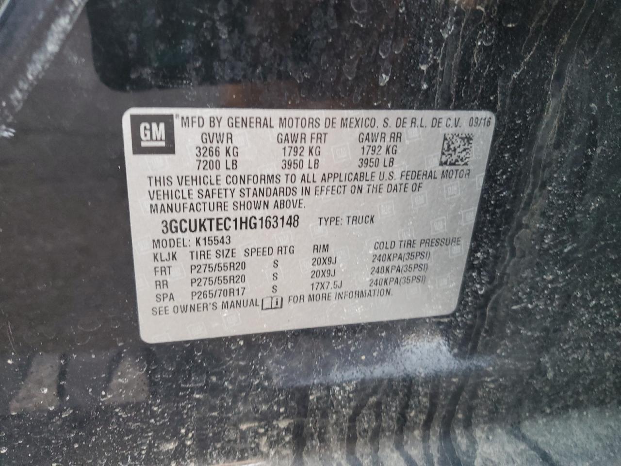 3GCUKTEC1HG163148 CHEVROLET ALL Models 2017