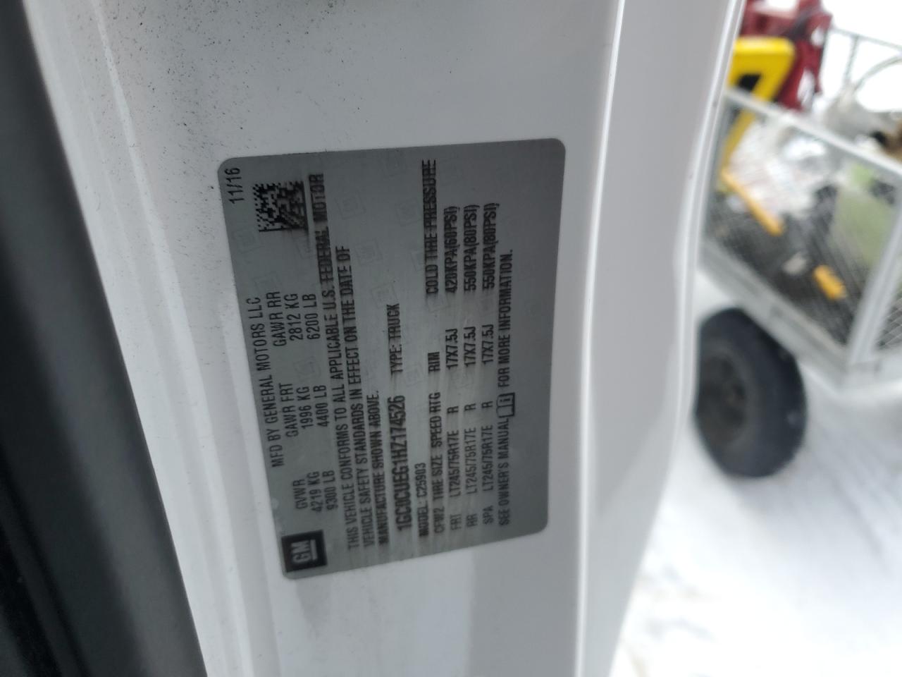 1GC0CUEG1HZ174526 CHEVROLET ALL Models 2017