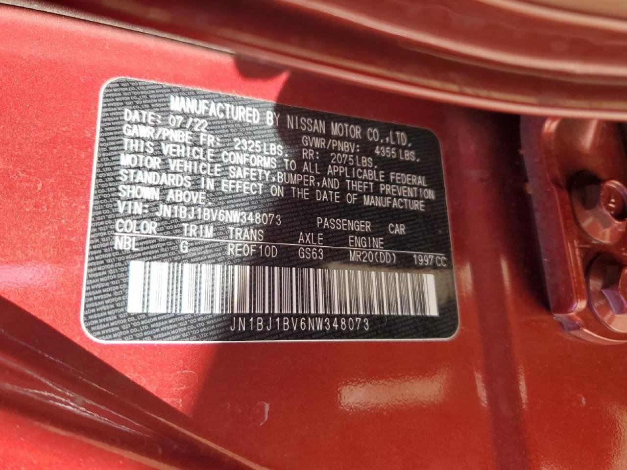 JN1BJ1BV6NW348073 NISSAN ROGUE 2022