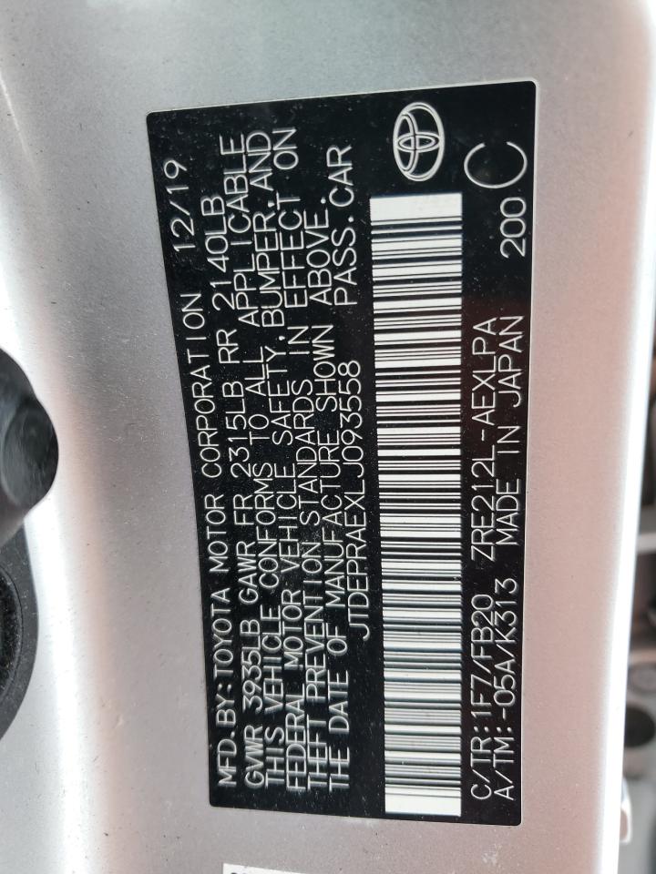 JTDEPRAEXLJ093558 TOYOTA COROLLA 2020