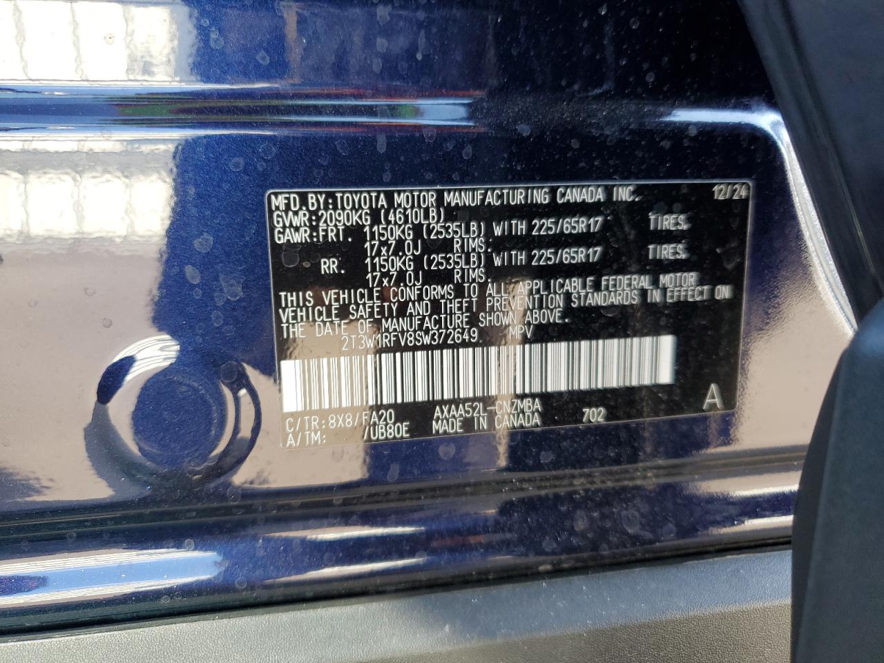 2T3W1RFV8SW372649 TOYOTA RAV4 2025