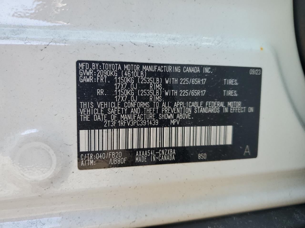 2T3F1RFV3PC391439 TOYOTA RAV4 2023