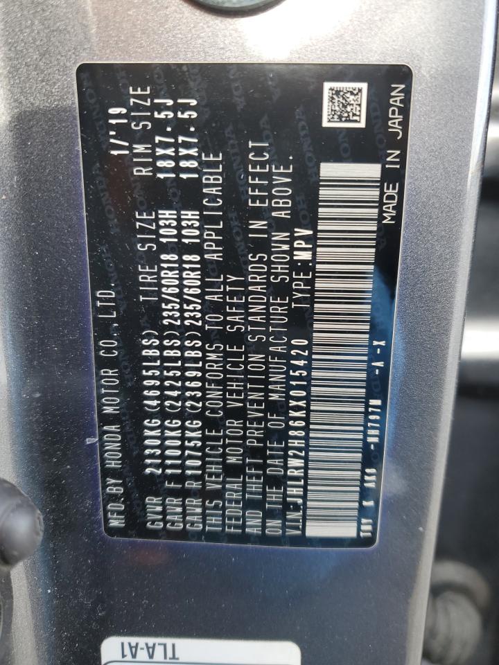 JHLRW2H86KX015420 HONDA CRV 2019