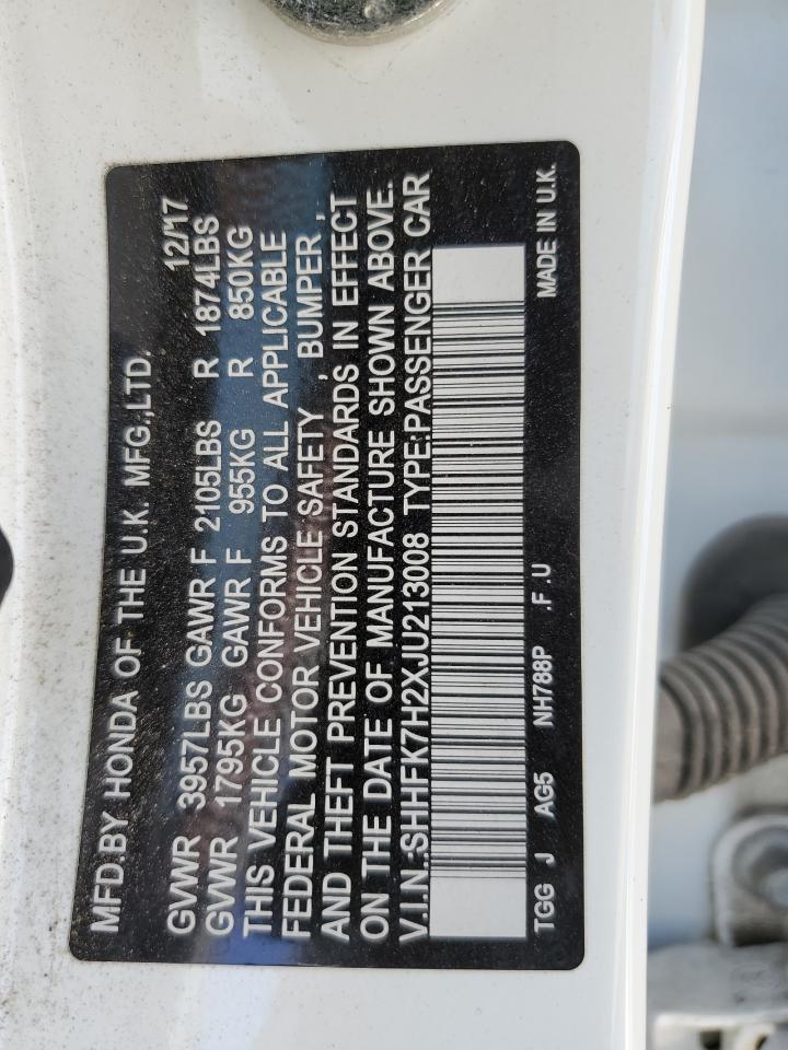 SHHFK7H2XJU213008 HONDA CIVIC 2018
