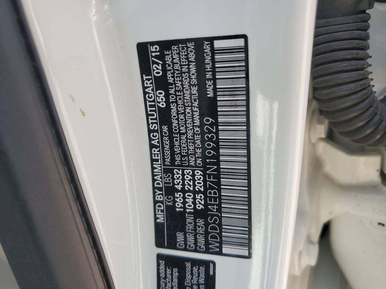 2015 Mercedes-Benz Cla 250 VIN: WDDSJ4EB7FN199329 Lot: 46757185