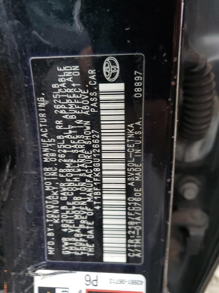 4T1BF1FK8GU126627 TOYOTA CAMRY 2016