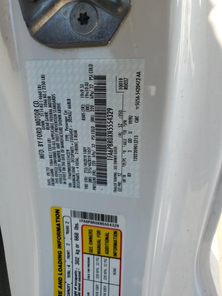 1FA6P8R0XN5554329 FORD MUSTANG 2022