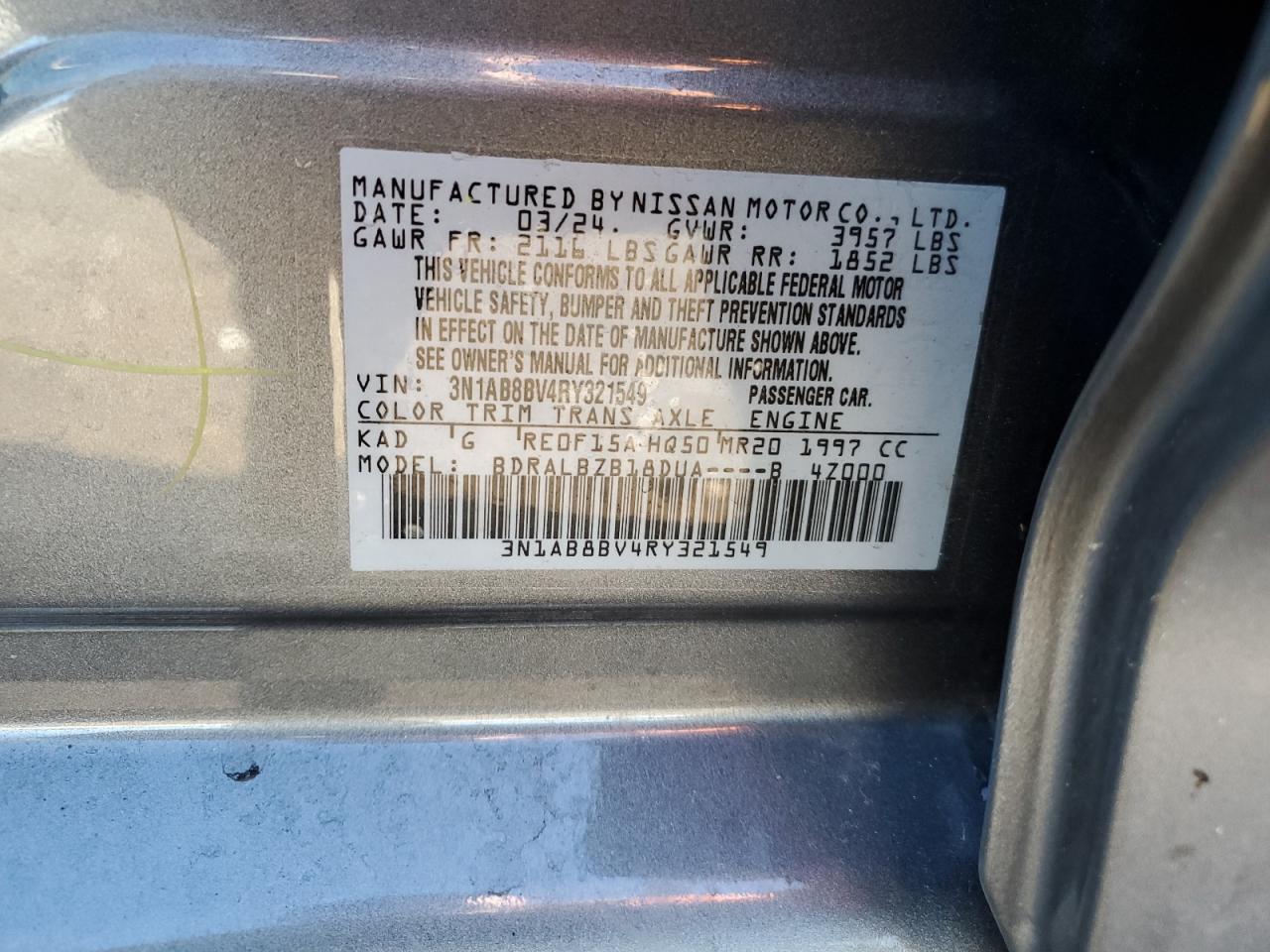 3N1AB8BV4RY321549 NISSAN SENTRA 2024
