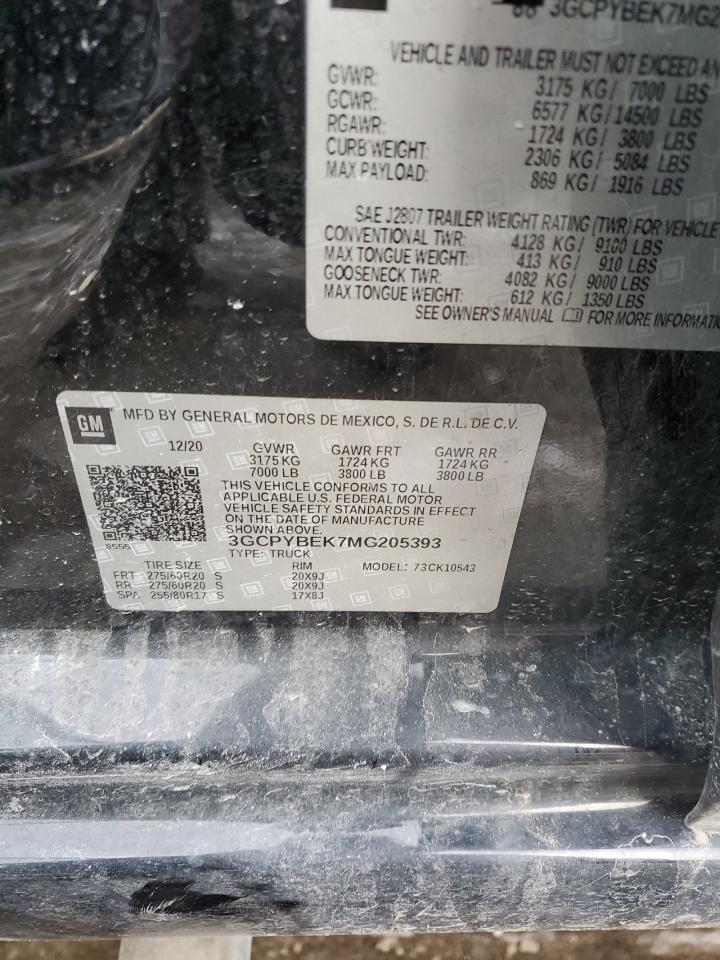 3GCPYBEK7MG205393 CHEVROLET ALL Models 2021