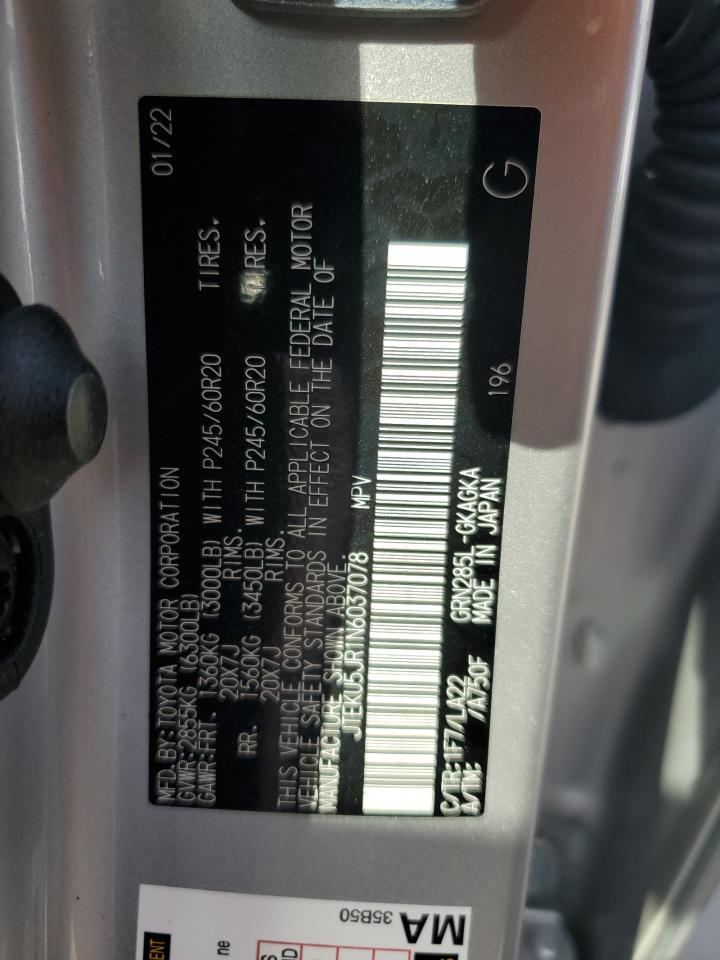 JTEKU5JR1N6037078 TOYOTA 4RUNNER 2022