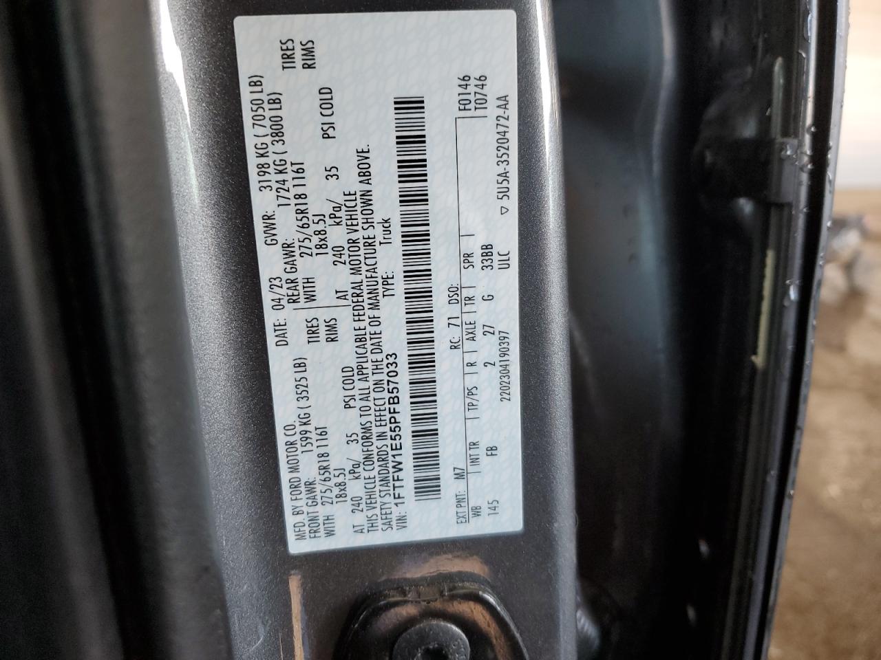 1FTFW1E55PFB57033 FORD F-150 2023