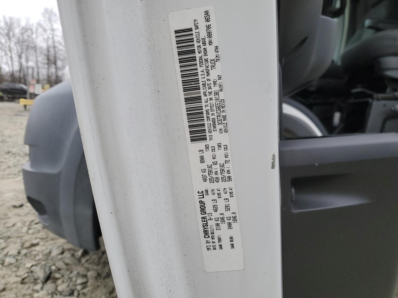 2014 Ram Promaster 2500 2500 High VIN: 3C6TRVCG6EE101381 Lot: 46378825