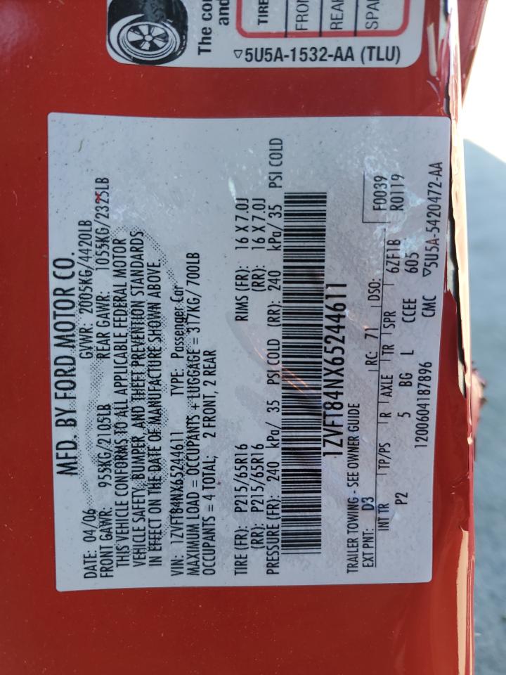 2006 Ford Mustang VIN: 1ZVFT84NX65244611 Lot: 45546345