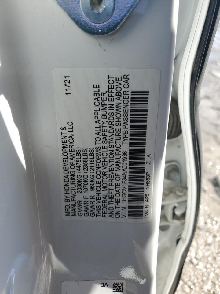 1HGCV1F34NA001936 HONDA ACCORD 2022