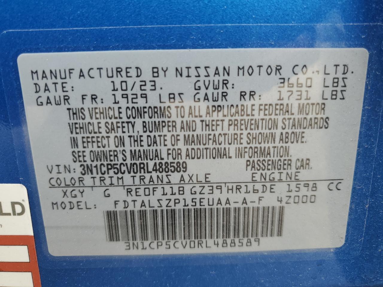3N1CP5CV0RL488589 NISSAN KICKS 2024