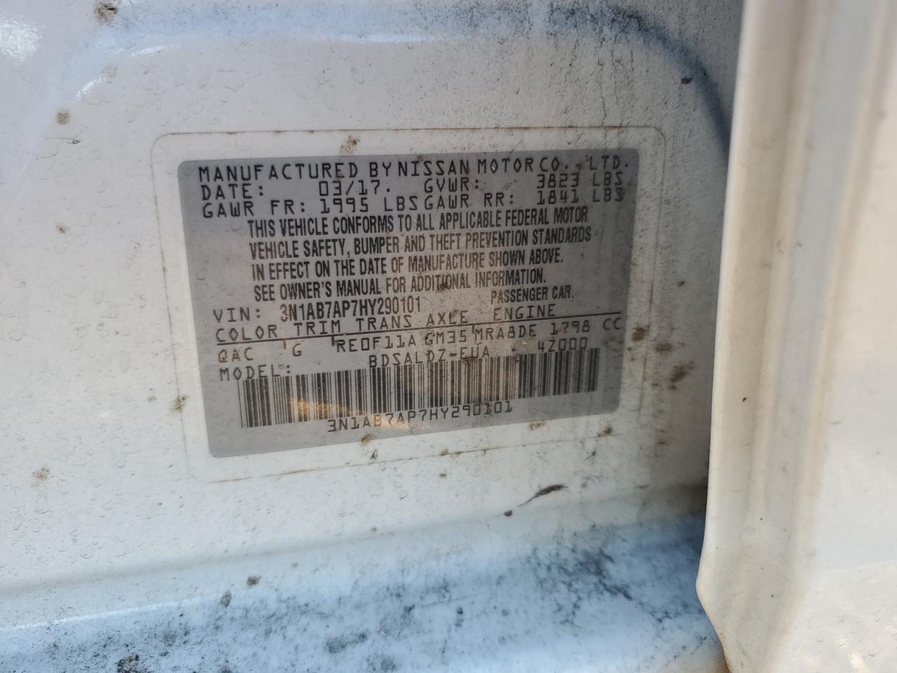 3N1AB7AP7HY290101 NISSAN SENTRA 2017