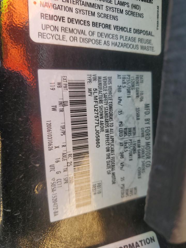 2007 Lincoln Navigator VIN: FL1PL0T577LJ05860 Lot: 46574425