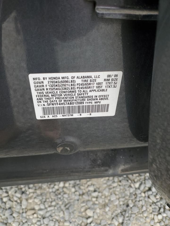 2010 Honda Pilot Exl VIN: 5FNYF4H57AB012089 Lot: 44413875