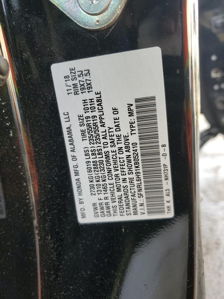 5FNRL6H91KB052410 HONDA ODYSSEY 2019