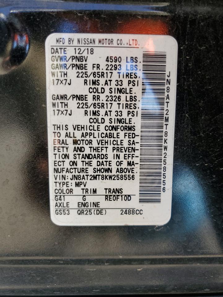 JN8AT2MT8KW258556 NISSAN ROGUE 2019