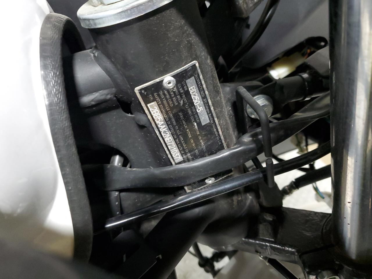 2022 Kawasaki Motorcycle VIN: L2BB5AAK2NB721037 Lot: 46589495