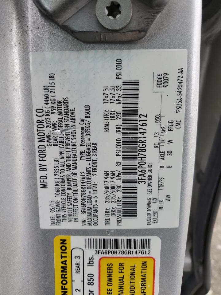 3FA6P0H78GR147612 FORD FUSION 2016