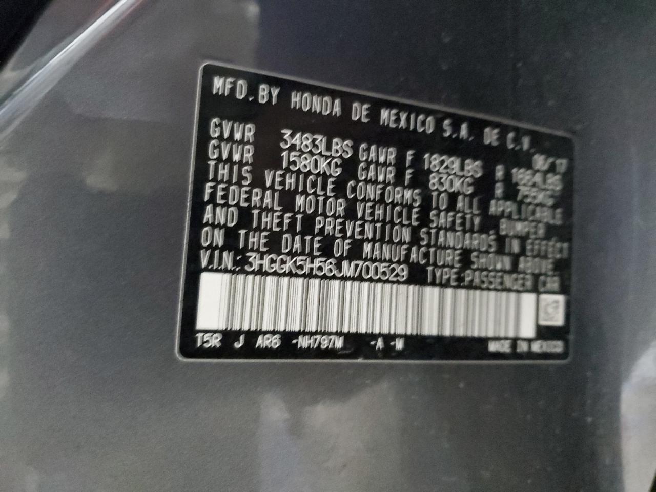 3HGGK5H56JM700529 HONDA FIT 2018