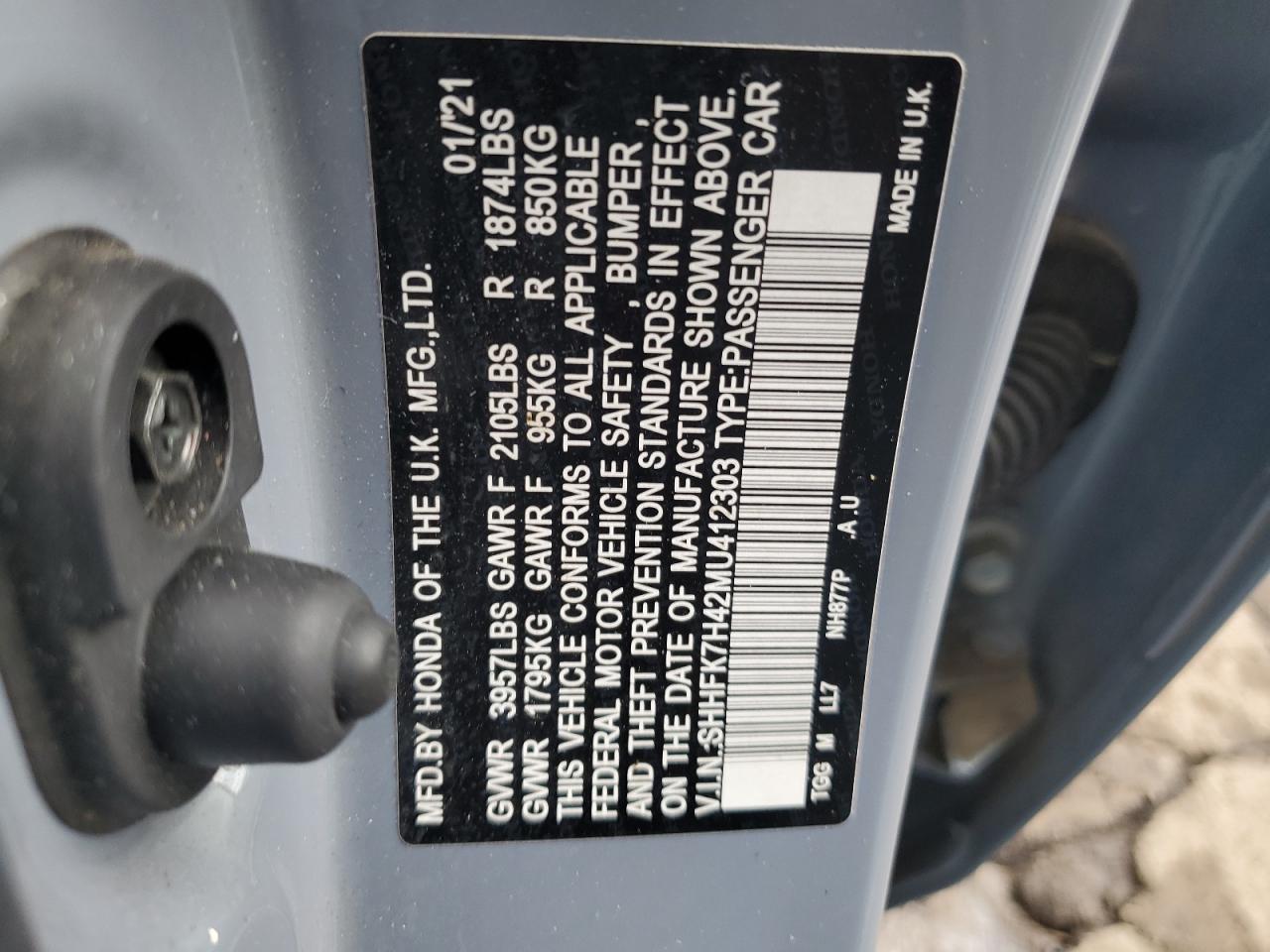 SHHFK7H42MU412303 HONDA CIVIC 2021
