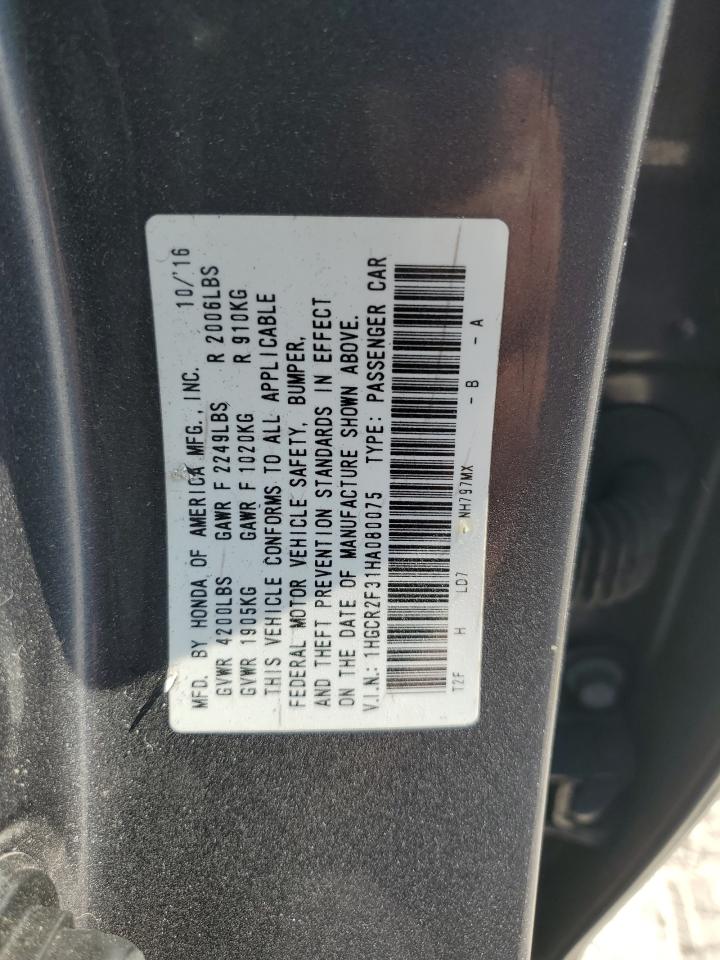 1HGCR2F31HA080075 HONDA ACCORD 2017