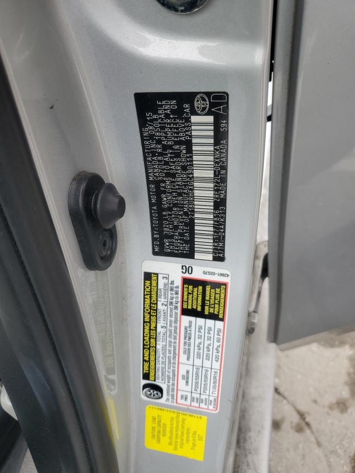 2T1BURHEXGC490111 TOYOTA COROLLA 2016