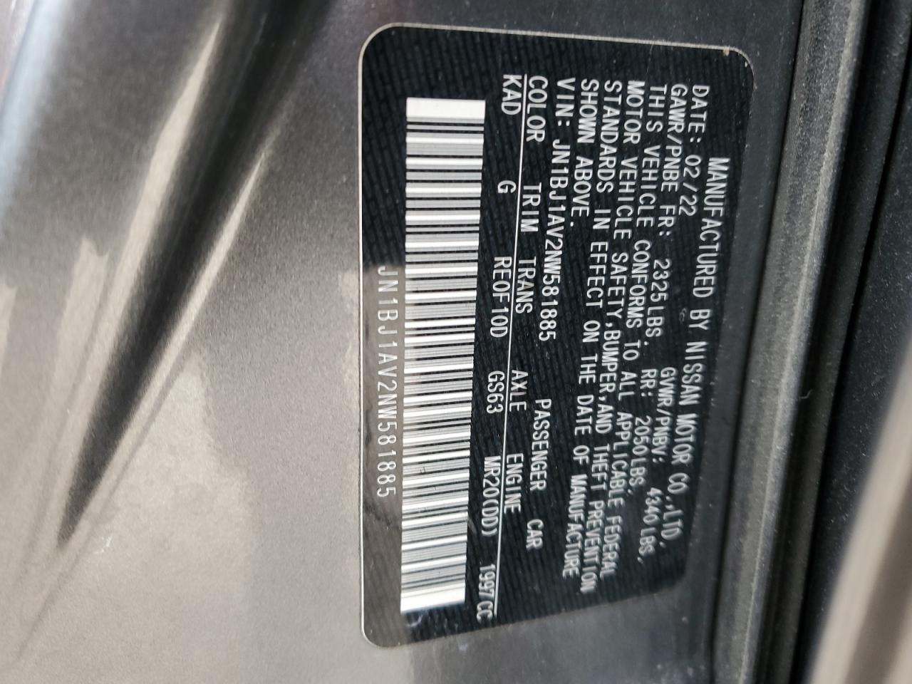 JN1BJ1AV2NW581885 NISSAN ROGUE 2022