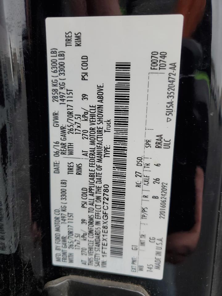 1FTEX1E8XGFC72780 FORD F-150 2016