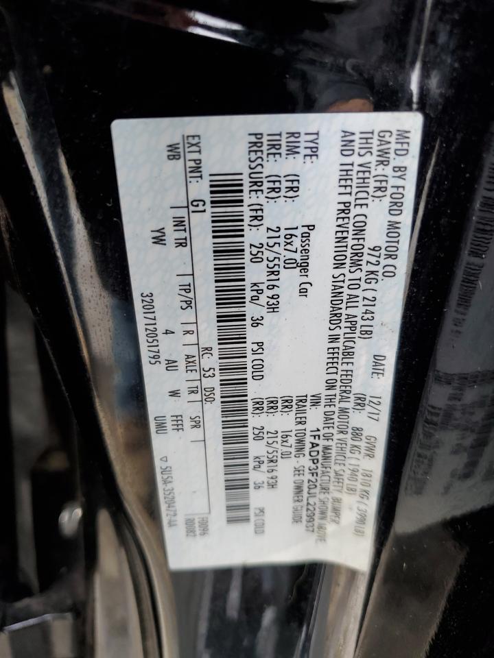 1FADP3F20JL229937 FORD FOCUS 2018