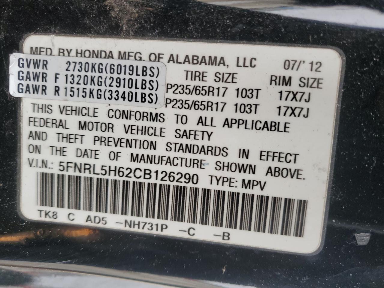 2012 Honda Odyssey - Image 14