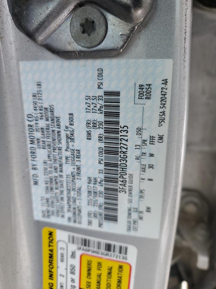 3FA6P0HD3GR272135 FORD FUSION 2016