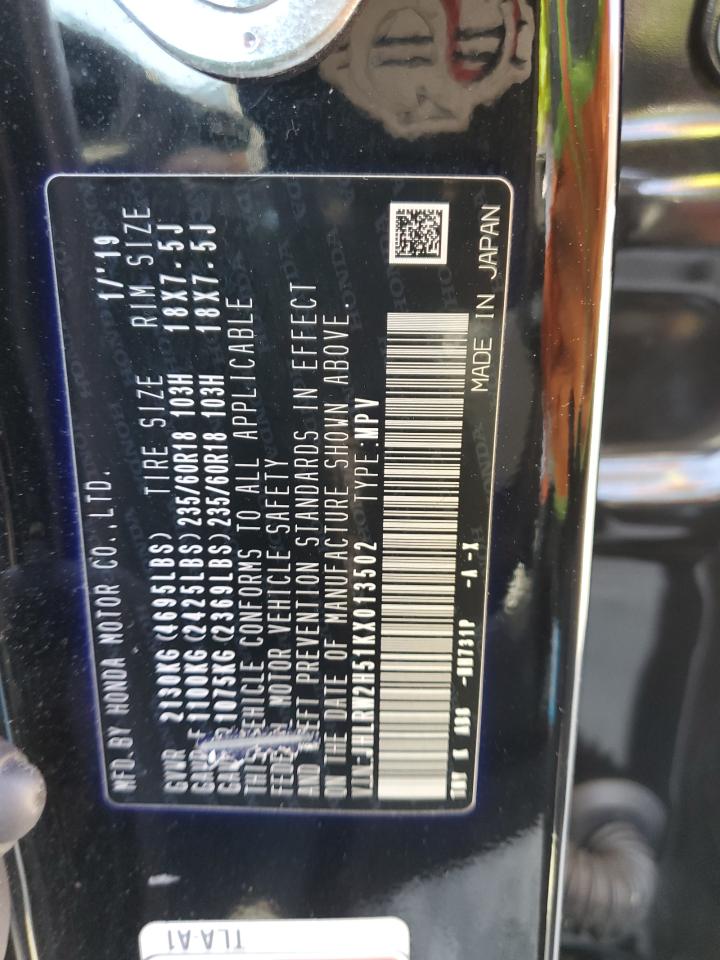 JHLRW2H51KX013502 HONDA CRV 2019