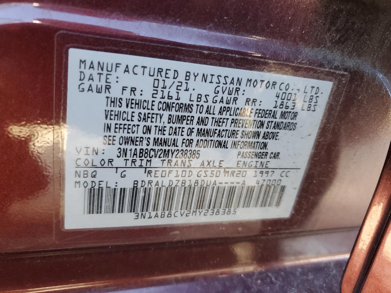 3N1AB8CV2MY238385 NISSAN SENTRA 2021