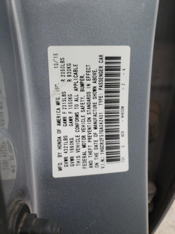 1HGCR2F57GA042401 HONDA ACCORD 2016