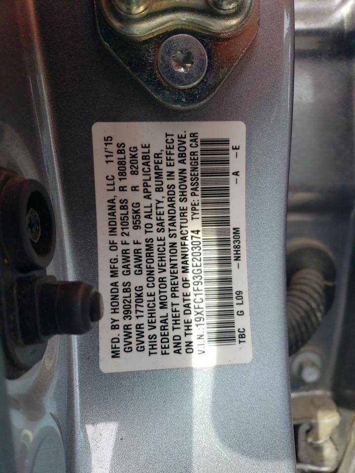19XFC1F93GE203074 HONDA CIVIC 2016